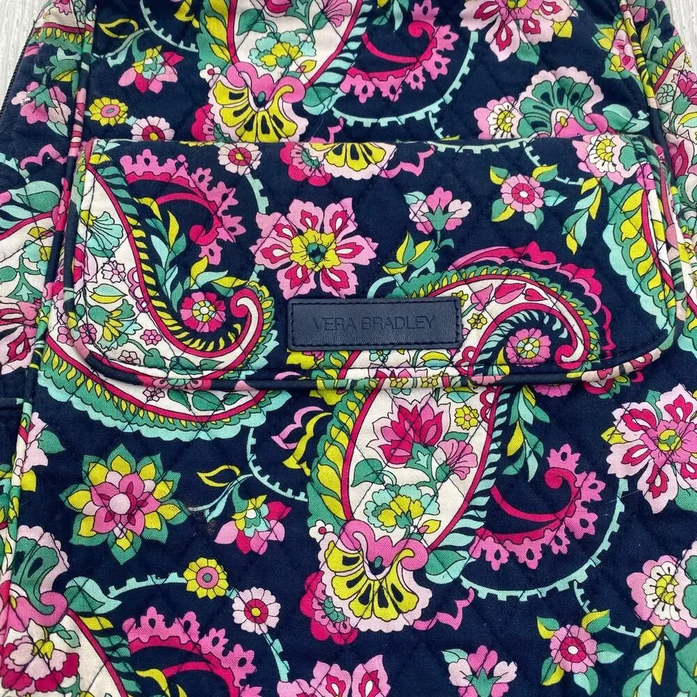Vera Bradley Navy Blue & Pink Petal Paisley Lightweight Small Backpack